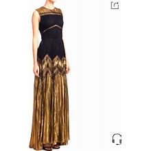 J. Mendel Dresses | Nwt$8,500 J. Mendel Pleated Metallic Silk Gown Dress In Black Gold Sz 4 | Color: Black/Gold | Size: 4