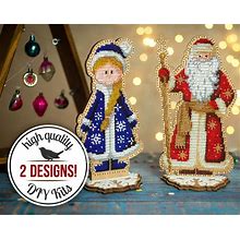 Diy Kits For Christmas Ornaments, Bead Embroidery On Wood, Needlework Set, Flk-302, Flk-298