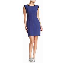 Rebecca Taylor Blue Polyester Chain Detail Contrast Sheath Formal Dress Lined -2