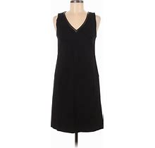 Banana Republic Casual Dress - Shift V-Neck Sleeveless: Black Solid Dresses - Women's Size 6 Tall