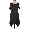 One Clothing Casual Dress - A-Line Scoop Neck Short Sleeves: Gray Print Dresses - Women's Size Medium