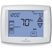 Emerson 1F97-1277 Touchscreen 7-Day Programmable Thermostat For Single-Stage And Heat Pump Systems