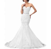 OYISHA Womens Formal Strapless Sweetheart Mermaid Wedding Dress Lace Bridal Dresses Long 2019 WD162