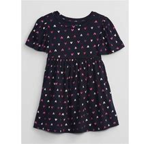 Gap Factory Babygap Flutter Print Dress Navy Hearts Size 6-12 m