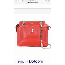Pristine Fendi Dotcom Small Poppy Leather Quilted Shoulder Bag