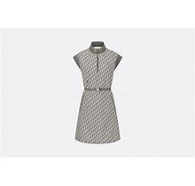 DIOR - Belted Dress Gray Technical Taffeta Jacquard With Dior Oblique Motif - Size 36 - Women