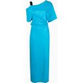 Tela - Cold-Shoulder Design Long Dress - Women - Cotton - S - Blue