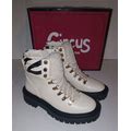 NEW Circus By Sam Edelman Womens Flora Ivory With Zebra Print Combat Boots 6.5 m