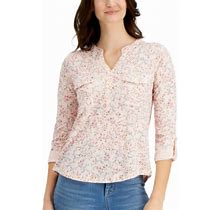 Style & Co. Tops | Style & Co Pink Cotton Printed Top | Color: Pink | Size: Various