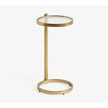Everson Round Glass C-Table Table, Antique Brass | Pottery Barn