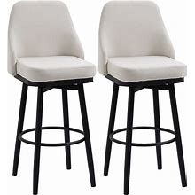 HOMCOM Bar Height Bar Stools Set Of 2, Modern 360° Swivel Barstools, 29.5 Inch Seat Height Upholstered Kitchen Chairs With Steel Legs And Footrest,