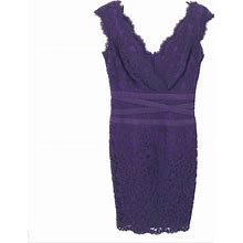 Tadashi Shoji Dresses | Tadashi Shoji Purple Embroidered Lace Sheath Dress | Color: Purple | Size: 4