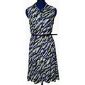 Alfani Dresses | Alfani Multicolored Collared Button Front Striped Print Midi Dress | Color: Blue/Green | Size: 6