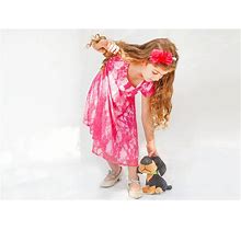 Flower Girl's Pink Lace Dress - Pink Party Dress For Girls - Hot Pink Sleeveless Summer Dress For Toddler Girls
