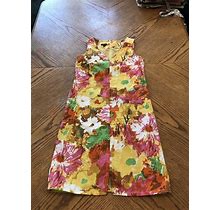 Talbots Petites Multicolor Floral Sleeveless Dress Size 2P 100% Cotton