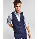 Bar Iii Men's Slim-Fit Wool Suit Vest, Created For Macy's - Navy Plaid - Size S