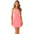 Lilly Pulitzer Largo Cut Shift Dress Pink Sun Ray Coral Gold Cording 2 4 10