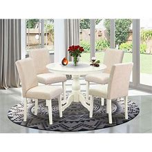East West Furniture HBAB5-LWH-02 5 Piece Kitchen Table Set - Linen White Dining