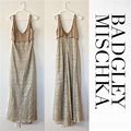 Badgley Mischka Dresses | Vintage 1990S Badgley Mischka Beaded Lace Maxi Formal Gown | Color: Cream/Tan | Size: 8