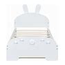 Zoomie Kids Alagie Platform Bed W/ Cartoon Ears Shaped Headboard & Trundle Beds Wood In Brown/White | 41 H X 81.5 W X 74 D In | Wayfair