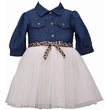 Bonnie Jean Baby Girls 3/4 Sleeve A-Line Dress | Blue | Regular 3-6 Months | Dresses Fit + Flare Dresses