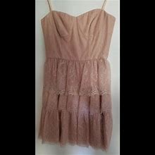 Bcbgmaxazria Dresses | Bcbg Maxazria Tiered Strapless Lace Dress Size 2 | Color: Cream/Pink | Size: 2