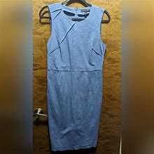 Banana Republic Dresses | Banana Republic Dress Stretch Smokey Blue Back Zipper Sleeveless Summer Size 12P | Color: Blue | Size: 10