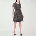 MSK Short Sleeve Leaf Fit + Flare Dress | Black | Womens 8 | Dresses Fit + Flare Dresses | Spring Fashion | Easter Fashion