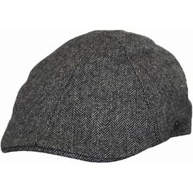 Men's Jaxon Hats Herringbone Wool Blend Duckbill Ivy Cap: SIZE: S Gray