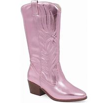 Qupid Montana-73 Women's Embroidered Western Boots, Pink