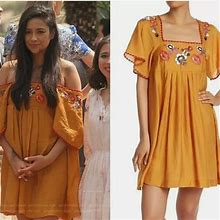 Madewell Dresses | Nwt Madewell Embroidered Boho Hippie Mini Babydoll Dress Xs Square Neck | Color: Gold/Orange | Size: Xs