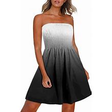 Tagold Womens 2023 Summer Dresses,Women's Summer Boho Style Gradient Dress Sleeveless One-Shoulder Dress