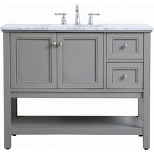Elegant VF27042GR 42" Single Bathroom Vanity Set, Gray, Bathroom Vanities, By Elegant Furniture And Lighting