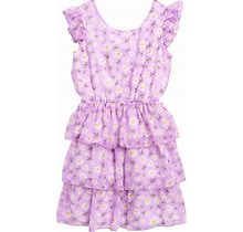 Lily Bleu Kids' Floral Print Tiered Bow Dress In Orchid At Nordstrom Rack, Size 10