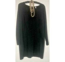 Kensie Black Long Sleeve Dress Size L Exposed Back Zipper Polka Dots
