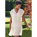 Women's Ruffle Hem Tunic Cover-Up Dresses - Pearl White, Size XL By Venus