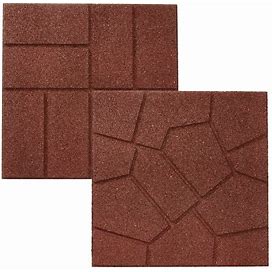 Rubberific Dual Sided Rubber Paver Tile - 16" X 16" X 3/4" (Red, 16 Tiles)