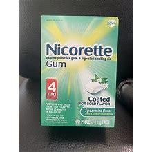 Nicorette Coated Nicotine Gum To Stop Smoking, Spearmint Flavor, 4 Mg, 100 Count
