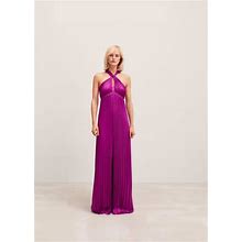 MANGO - Halter-Neck Pleated Dress Violet - 8 - Women