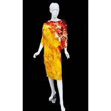 New MALANDRINO Volcano HOT-AS-FIRE Silk Stretch Dress Size M