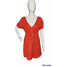 J. Crew Women's 4 Orange Beach Casual Mini Dress Cotton Short Sleeves