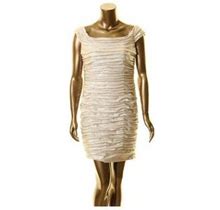 Aidan Mattox Womens Silver Short Sleeve Short Body Con Cocktail Dress Size: 6