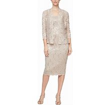 ALEX EVENINGS Sequin Lace Shift Dress With Jacket Pink