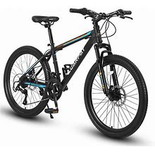 Elecony 24/26/27.5 Inch Wheels Mountain Bike Shimano 21 Speeds With Mechanical Disc Brakes Aluminum/High-Carbon Steel Frame Suspension MTB Bikes