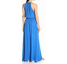 Parker 'Amos' Smocked Waist Silk Chiffon Maxi Dress Blue Sz M $348