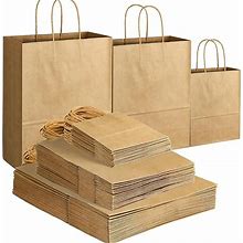 GITMIWS 60 Pack Brown Paper Bags Assorted Sizes Bulk, Brown Kraft Gift Bags With Handles, Craft Paper Retail Bags For Small Business Merchandise Bags
