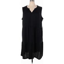 Croft & Barrow Casual Dress - Shift V Neck Sleeveless: Black Print Dresses - Women's Size 3X