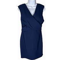 Eliza J Blue Sleeveless Faux-Wrap Surplice Sheath Mini Dress Womens Size 12