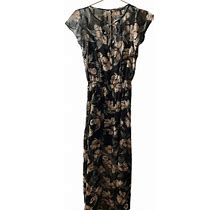 White House Black Market Flutter-Sleeve Floral-Print Woven Maxi Dress