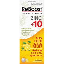 Medinatura T-Relief Reboost Zinc +10 Cold & Flu Tablets - Lemon | 60 Tabs